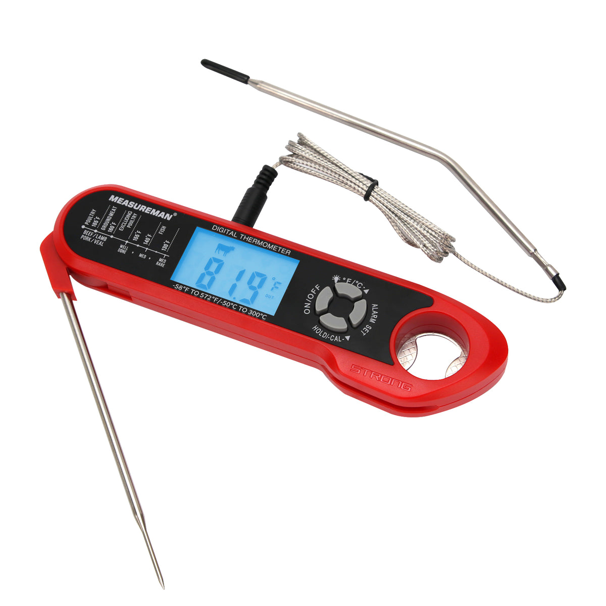 MEASUREMAN Dual Probe Digital Cooking Meat Thermometer Large LCD