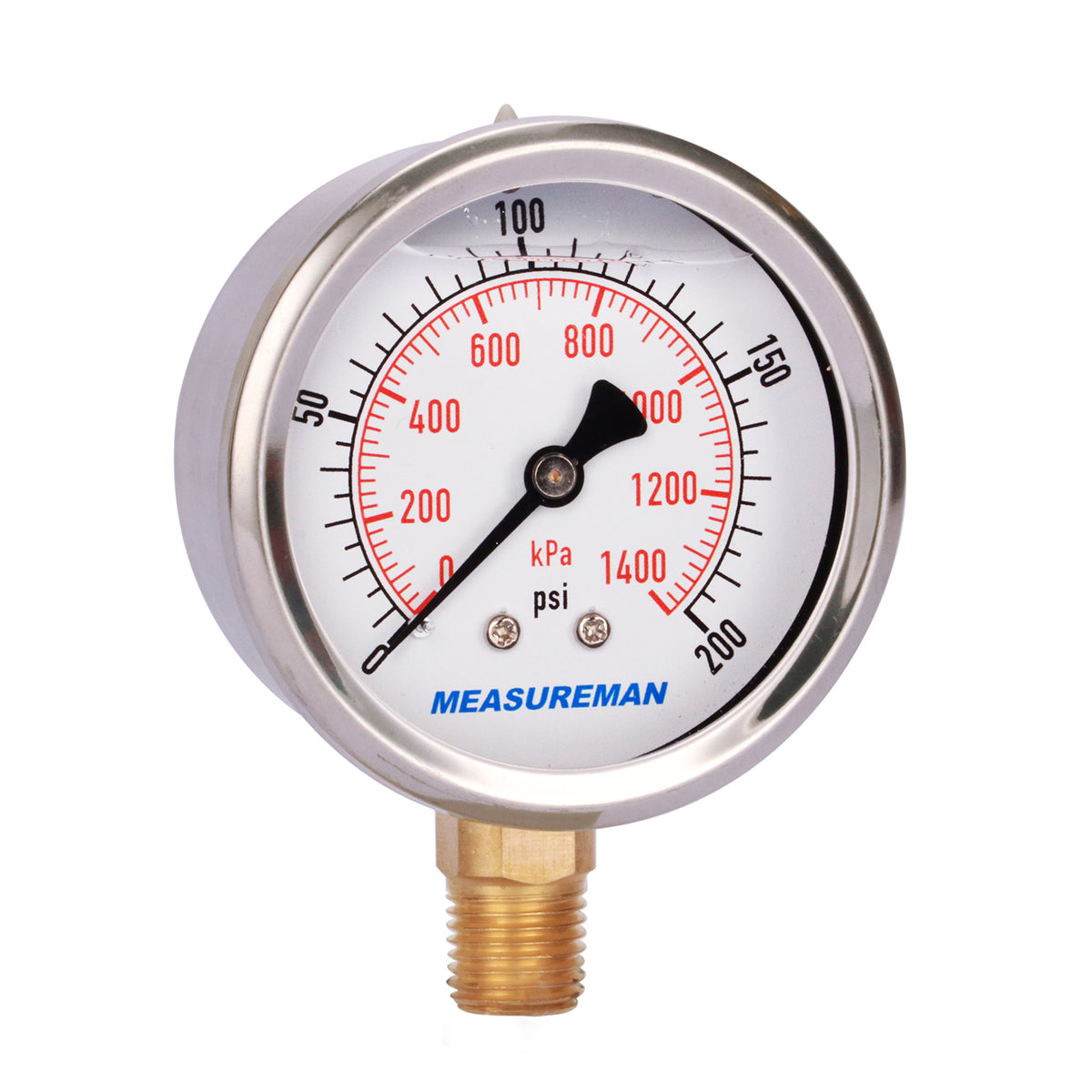 Measureman 2-1/2 Dial Size, Liquid Filled Pressure Gauge, 0-1000psi/7 –  Measureman Direct