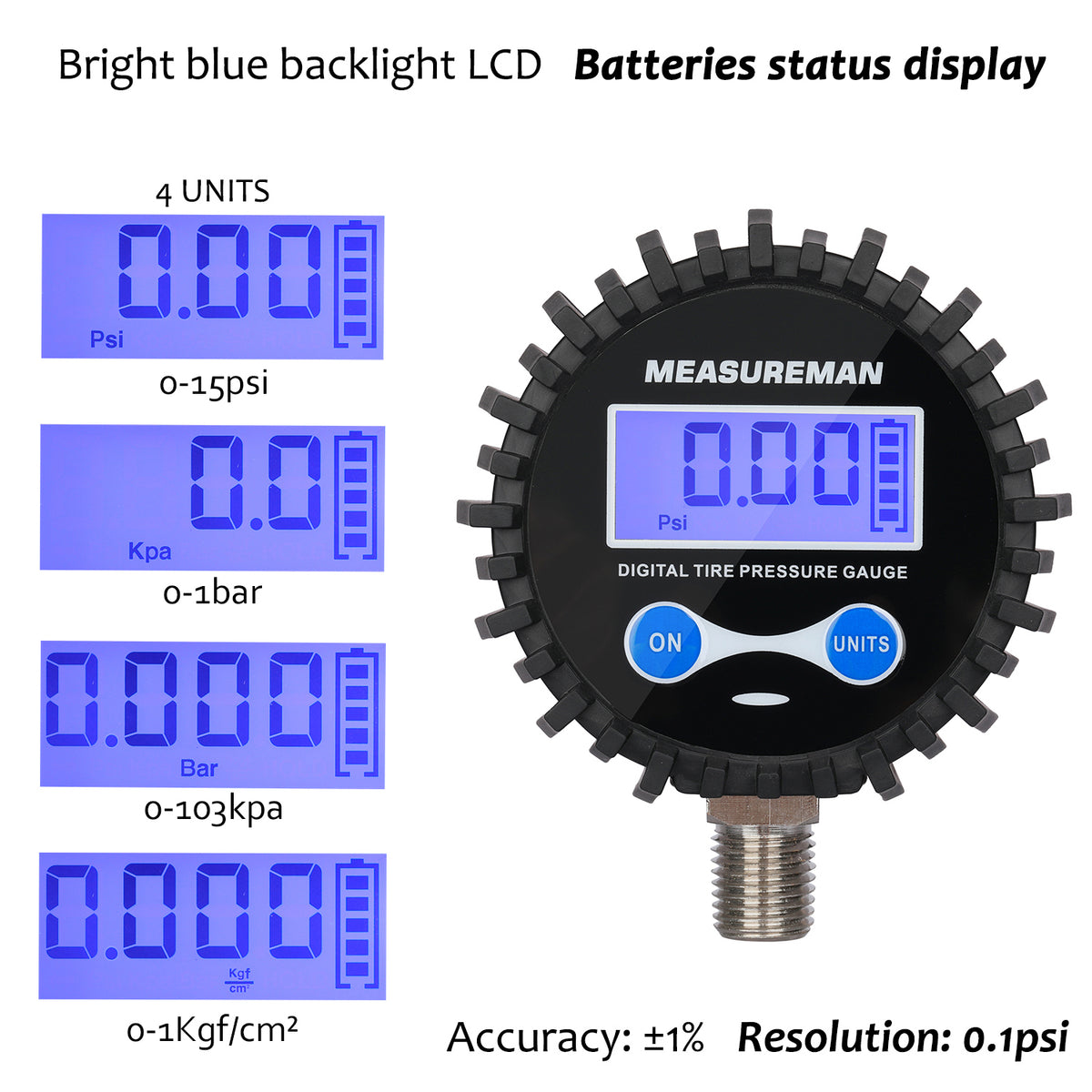 Measureman 2-1/2 Dial Size, Liquid Filled Pressure Gauge, 0-1000psi/7 –  Measureman Direct