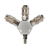 3-Way 1/4" Universal Steel Air Manifold with Quick Connect Couplers Air Compressor Manifold Quick Connect Fittings