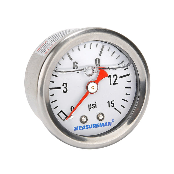 MEASUREMAN 1-1/2 Dial Size, Glycerin Filled Fuel Pressure Gauge, 304 –  Measureman Direct