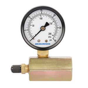 Measureman 2" Steel Gas Pressure Test Gauge Assembly, 3/4" FNPT Connection, 0-30 psi/kpa, -3-2-3% Accuracy