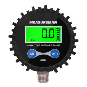 MEASUREMAN 2-1/2" Dial Size Digital Air Pressure Gauge with 1/4'' NPT Bottom Connector and Protective Boot, 0-200psi, Accuracy 1%, Battery Powered with LED Light  20piece