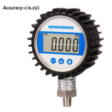 Measureman 3-1/8" Dial Size, Digital Pressure Gauge, 0-3000psi/bar/Mpa, 1/4"NPT Lower Mount, 0.25% Accuracy