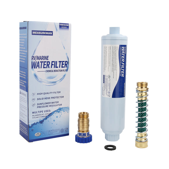 MEASUREMAN 2 Pack RV Marine Inline Water Filter with Flexible Hose Protector, Drinking & Washing Filter, Garden Hose Water Filter