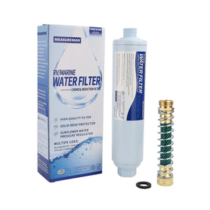 MEASUREMAN RV Marine Inline Water Filter with Flexible Hose Protector, Drinking & Washing Filter, Garden Hose Water Filter