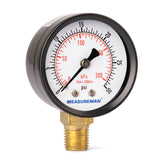 Measureman Pressure Gauge 0-30psi/kpa Dry Air Pressure Gauge, 2" Dial Size, 1/4"NPT Lower Mount 5pieces