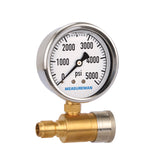 Measureman 2-1/2" Pressure Washer Pressure Gauge Kit 3/8 Inch Quick Connect 0-5000 PSI Glycerin Filled