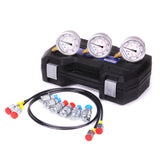 MEASUREMAN Portable Excavator Hydraulic Pressure Test Coupling Kit, Including 6 Test Couplings, 3 Pressure Gauges, 2 Test Hoses for Excavator Construction Machinery