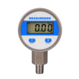 Measureman 2-1/2" dial, Digital Industrial Pressure Gauge with 1/4"NPT lower mount, stainless steel case and connection, 0-100psi/bar, 1%,Battery Powered, With LED light