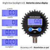 Measureman 2-1/2" Dial Size Digital Air Pressure Gauge with 1/4'' NPT Bottom Connector and Protective Boot, 0-60psi, Accuracy 1%, Battery Powered, with LED Light