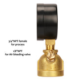 Measureman 2" Forged Brass Gas Pressure Test Gauge Assembly, 3/4" FNPT Connection, 0-30psi, -3-2-3% Accuracy