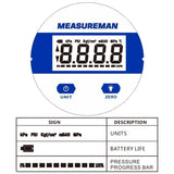 Measureman Digital Hydraulic Industrial Pressure Gauge 2-1/2" Dial 1/4"NPT Lower, Stainless Steel Case and Connection, 0-3500psi/bar, 1%,Battery Powered, with LED Light
