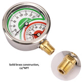 Measureman Tridicator, Thermo-Manometer, 2-1/2", Silicone Oil Filled, 0-160psi/30-250 deg F, Stainless Steel Case, 1/4"NPT Lower Mount Pressure Gauge