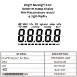 Measureman 3-1/8" dial, Digital Hydraulic Industrial Precision Pressure Gauge with 1/4"NPT Lower Mount, Stainless Steel Case and Connection, 0-3000psi/bar, 0.4%,Battery Powered, With LED Light