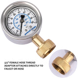 Measureman 2-1/2" Glycerin Filled Stainless Steel Water Pressure Test Gauge, 3/4" Female Hose Thread, 0-200 psi/kpa 50pieces