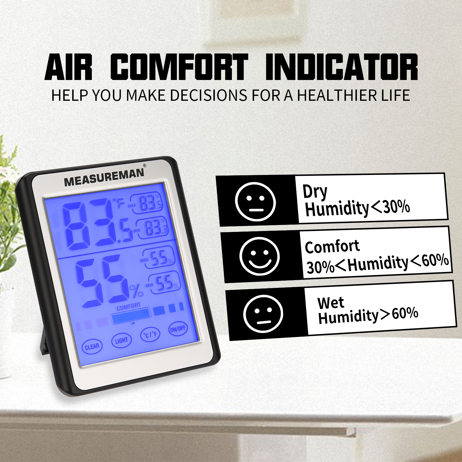 Indoor Temperature Humidity Meter Digital LCD Thermometer Fahrenheit  Hygrometer