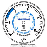 Measureman Natural Gas or LP Gas Manifold Pressure Test Kit, 0-10"W.C, 1/4"NPT, 40" Length Hose