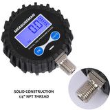 Measureman 2-1/2" Dial Size Digital Air Pressure Gauge with 1/4'' NPT Bottom Connector and Protective Boot, 0-200psi, Accuracy 1%, Battery Powered, with LED Light