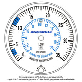 Measureman Natural Gas or LP Gas Manifold Pressure Test Kit, 0-35"W.C, 1/4"NPT, 40" Length Hose