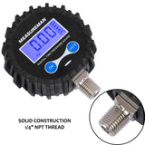 Measureman 2-1/2" Dial Size Digital Air Pressure Gauge with 1/4'' NPT Bottom Connector and Protective Boot, 0-15psi, Accuracy 1%, Battery Powered