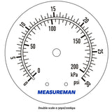 Measureman 2" Brass Gas Pressure Test Gauge Assembly, 3/4" FNPT Connection, 0-30 psi/kpa, -3-2-3% Accuracy