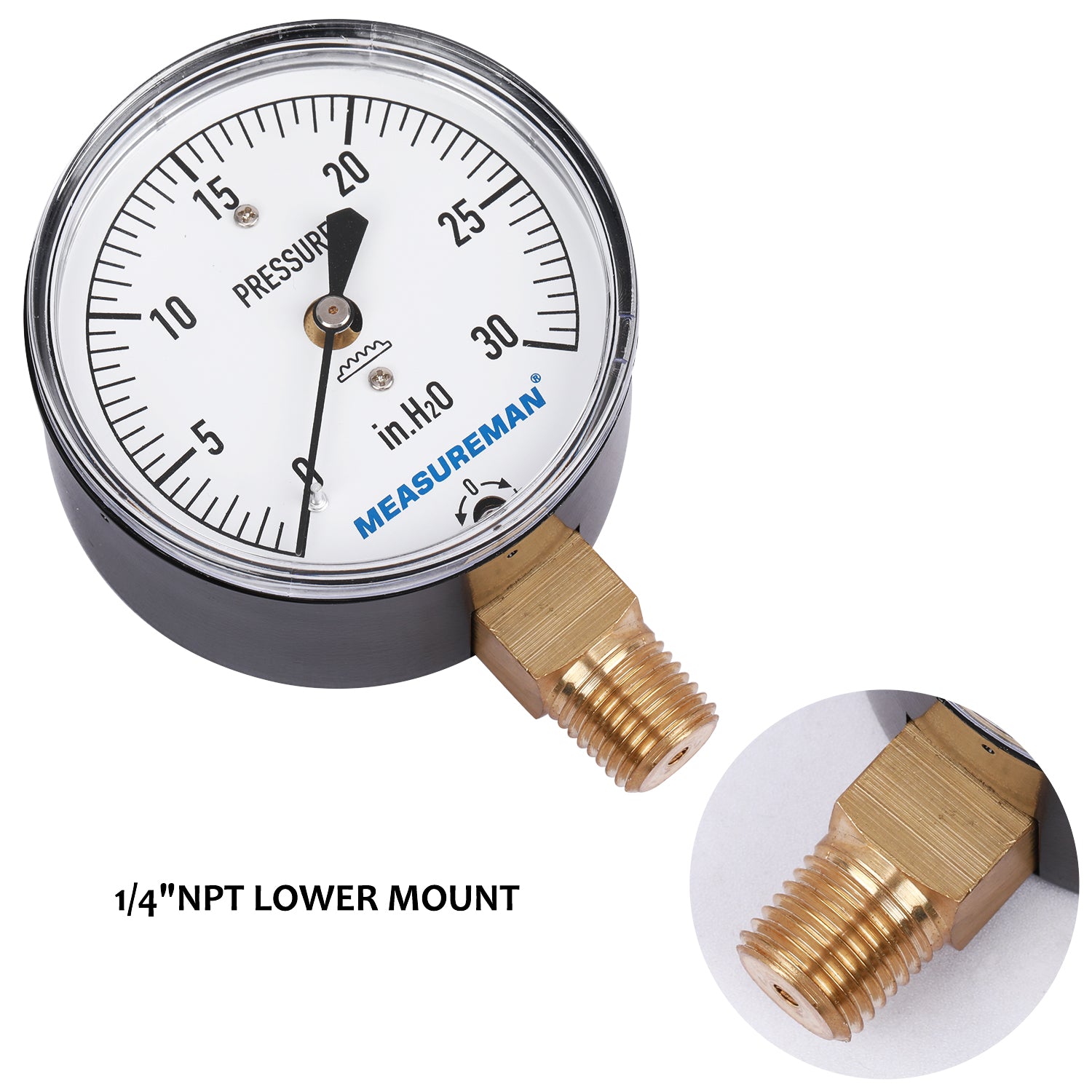 MEASUREMAN Digital Hydraulic Industrial Pressure Gauge 2-1/2 Dial 1/4NPT Lower, Stainless Steel Case and Connection, 0-3500psi/bar, 1%,Battery