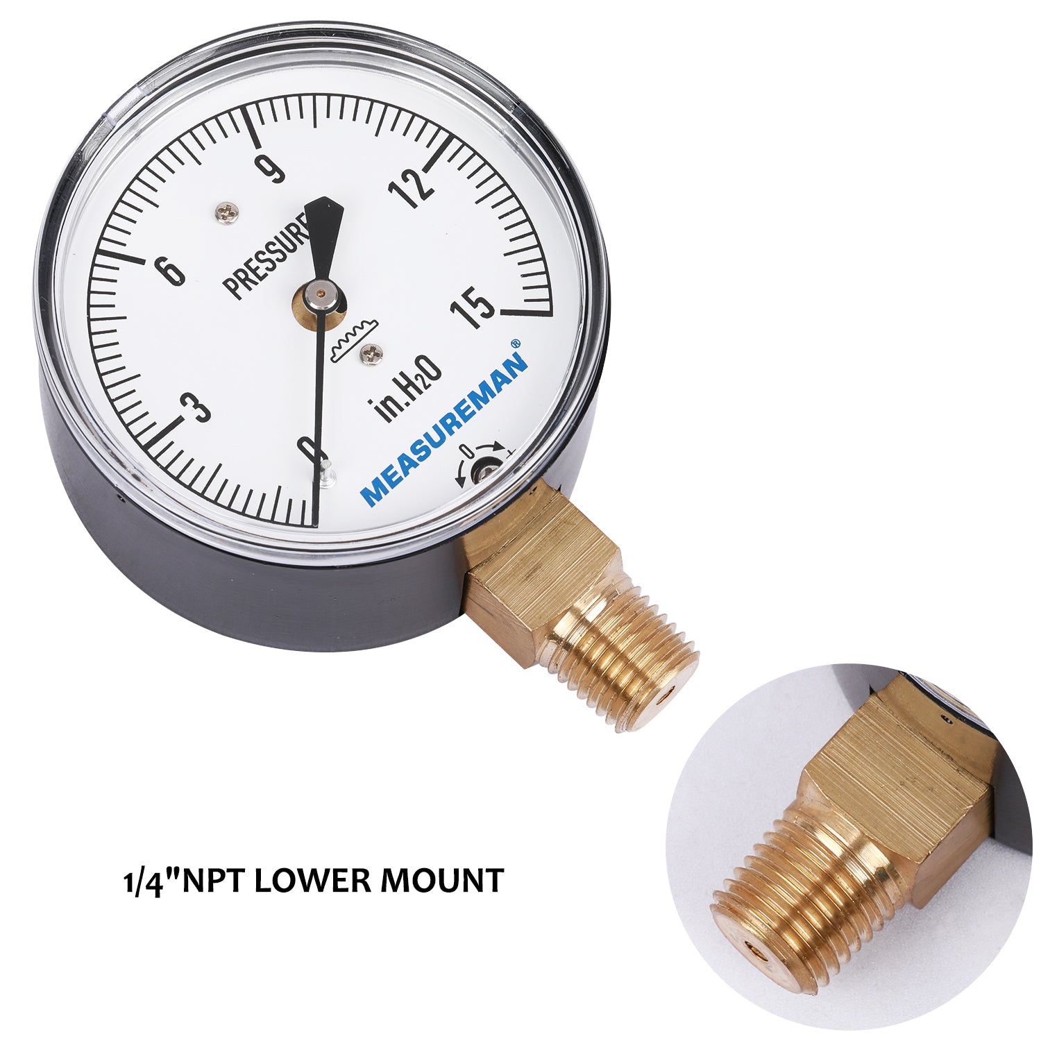 MEASUREMAN Digital Hydraulic Industrial Pressure Gauge 2-1/2 Dial 1/4NPT Lower, Stainless Steel Case and Connection, 0-3500psi/bar, 1%,Battery