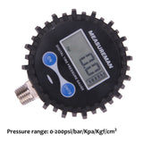MEASUREMAN 2-1/2" Dial Size Digital Air Pressure Gauge with 1/4'' NPT Bottom Connector and Protective Boot, 0-200psi, Accuracy 1%, Battery Powered with LED Light  20piece