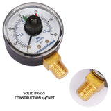 Measureman Boxed Pressure Gauge with Dial Replacement for Select Filters, 2" x 1/4"NPT Bottom, 0-60psi/4bar, 3-2-3%