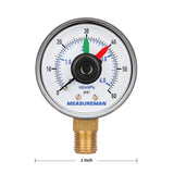 Measureman Boxed Pressure Gauge with Dial Replacement for Select Filters, 2" x 1/4"NPT Bottom, 0-60psi/4bar, 3-2-3%