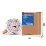 Measureman 2-1/2" Dial Size, Liquid Filled Hydraulic Pressure Gauge, 0-5000psi/kpa, 304 Stainless Steel Case, 1/4"NPT Lower Mount