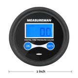 Measureman 2" Dial Size Digital Air Pressure Gauge with 1/8'' NPT Center Back Connection and Protective Boot, 0-60psi, 0.1Psi Resolution, Accuracy 1%, Battery Powered