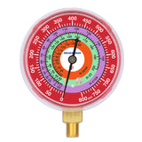 Measureman Refrigeration Pressure Gauge, 2-3/4" Dial, Red Dial, 1/8" NPT Lower Mount, 0-800psi, R-404A, R-22, R-410A, Degree F, Adjustable Pointer