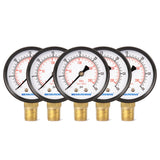 Measureman Pressure Gauge 0-30psi/kpa Dry Air Pressure Gauge, 2" Dial Size, 1/4"NPT Lower Mount 5pieces