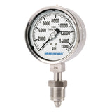 Measureman Fully Stainless Steel Autoclave Glycerin Filled Pressure Gauge, 4" Dial Size, 9/16"UNF-18 Lower Mount, 0-15000psi