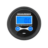 Measureman 2" Dial Size Digital Air Pressure Gauge with 1/8'' NPT Center Back Connection and Protective Boot, 0-60psi, 0.1Psi Resolution, Accuracy 1%, Battery Powered