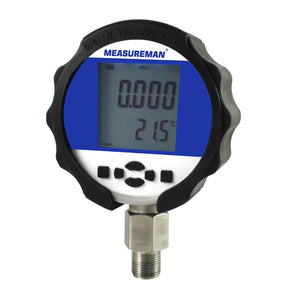 Measureman 105mm，High Precision Digital Pressure Gauge With 1/4"NPT Lower Mount，Stainless Steel Case and Connection，0-1000psi/bar, 0.05%，Battery Powered，With LED Light
